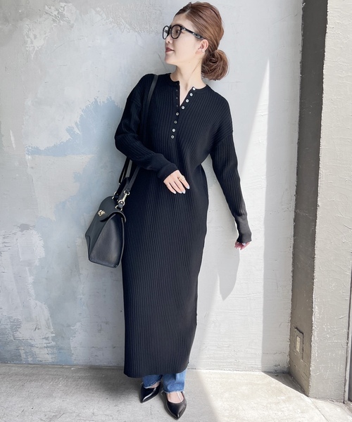 「Spick \u0026 Span」 ニットワンピース - ブラック レディースの画像