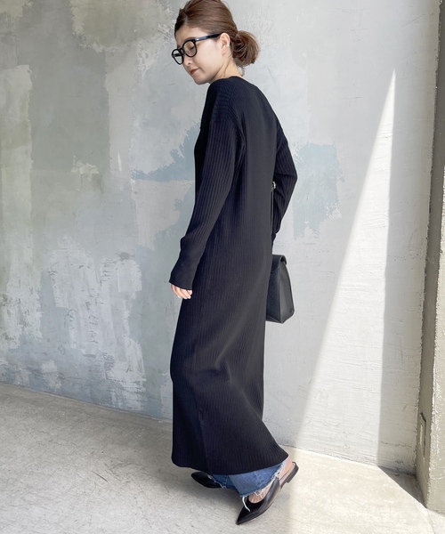 「Spick \u0026 Span」 ニットワンピース - ブラック レディースの画像