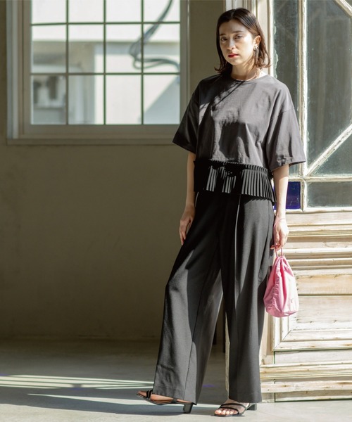 OPAQUE.CLIP（オペークドットクリップ） tシャツ 半袖 プリーツ