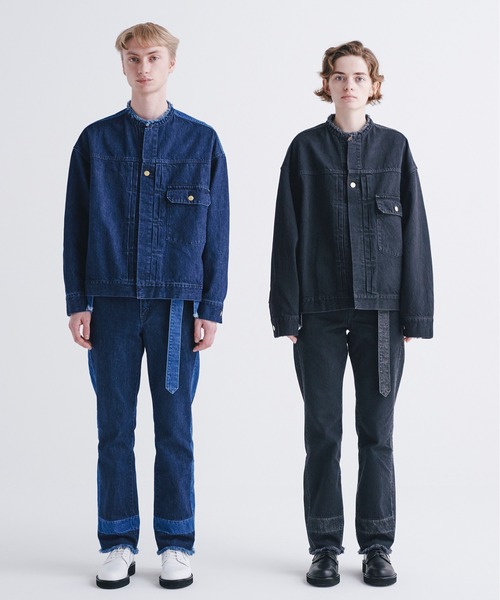 「CULLNI」 デニムパンツ 2 ブラック×ブルー メンズの画像
