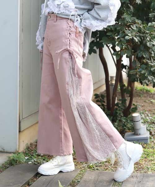axes femme（アクシーズ ファム） パンツ サイドレース×リボンパンツ