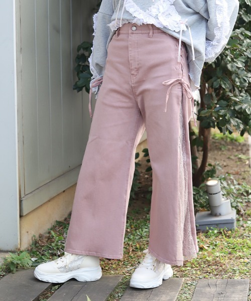 axes femme（アクシーズ ファム） パンツ サイドレース×リボンパンツ
