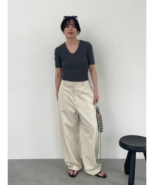 パンツ kxtjdw Henon. ワイドパンツ パンツ Ketty カーブトラウザーパンツ レディース