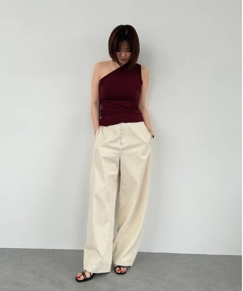 Henon. ワイドパンツ パンツ Ketty カーブトラウザーパンツ レディース