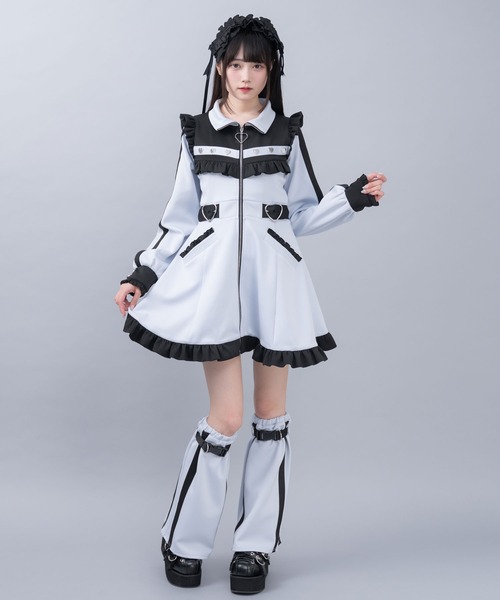 「DearMyLove」 長袖ワンピース MEDIUM ブラック×ピンク レディース_画像5