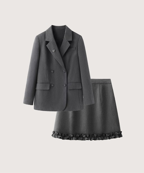 セットアップ Double Button Frill Skirt Jacket Set Up レディース