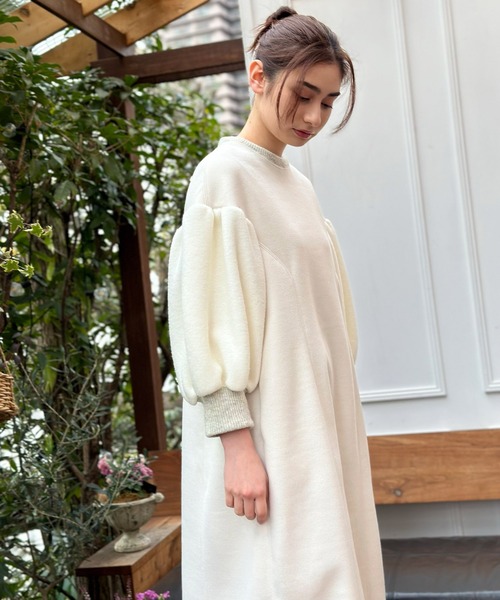 「AVIE」 7分袖ワンピース 38 ベージュ レディース_画像5