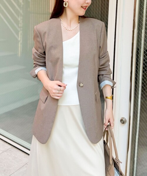 新品未使用NOLLEY'S Sophi ギマメッシュ パイピングジャケット 36 NOLLEY'S Sophi（ノーリーズソフィー） ノーカラージャケット 36