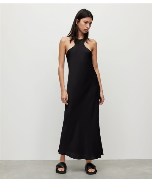 「ALLSAINTS」 ノースリーブワンピース 6 ブラック レディース_画像2