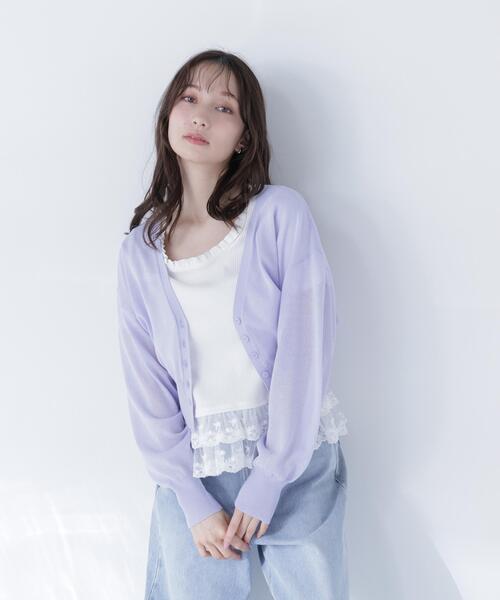 カーディガン 「ちょうど、いい服」さらりと、涼しげ麻混カーディガン レディースの画像