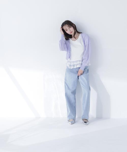 カーディガン 「ちょうど、いい服」さらりと、涼しげ麻混カーディガン レディースの画像