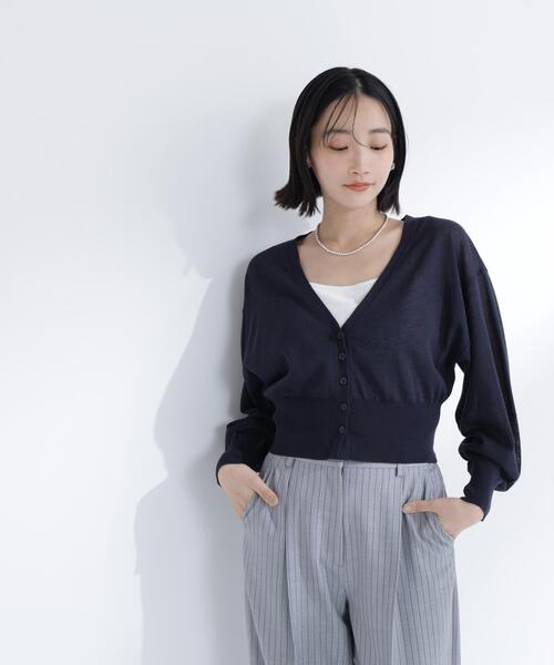 カーディガン 「ちょうど、いい服」さらりと、涼しげ麻混カーディガン レディースの画像