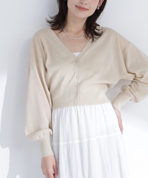 カーディガン 「ちょうど、いい服」さらりと、涼しげ麻混カーディガン レディースの画像