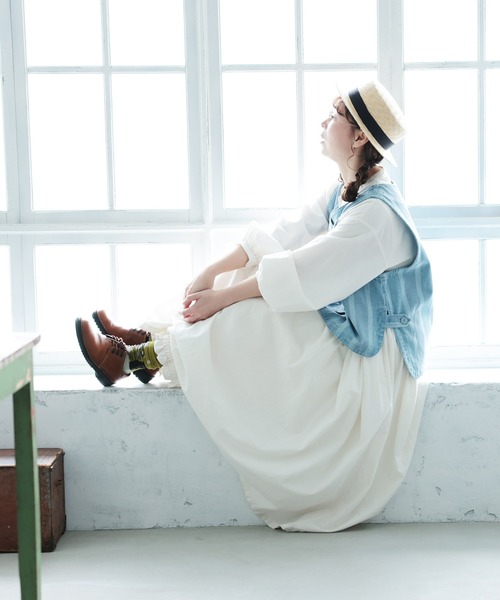 ベスト ジレ あわ織りのベスト レディースの画像