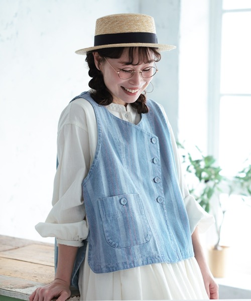ベスト ジレ あわ織りのベスト レディースの画像