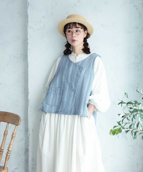 ベスト ジレ あわ織りのベスト レディースの画像