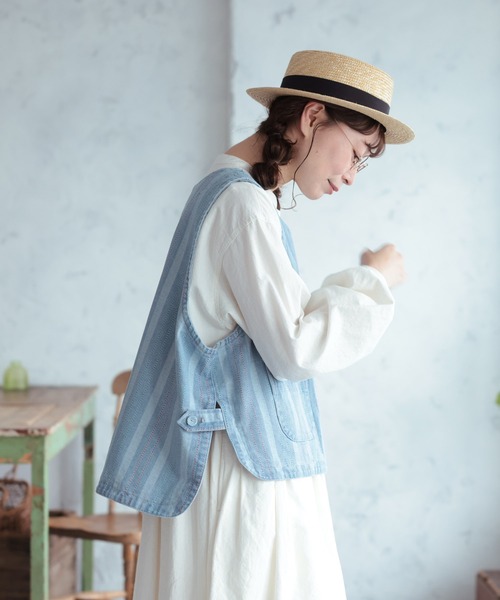 ベスト ジレ あわ織りのベスト レディースの画像