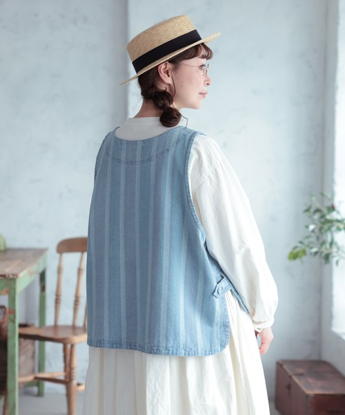 ベスト ジレ あわ織りのベスト レディースの画像