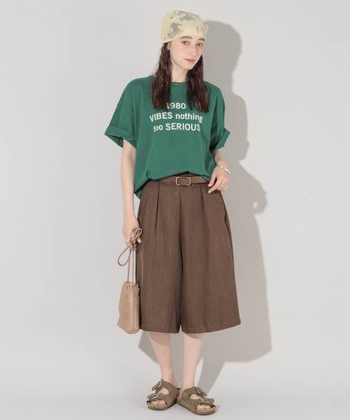 George's ハーフパンツ パンツ 短パン リネンライクバミューダパンツ
