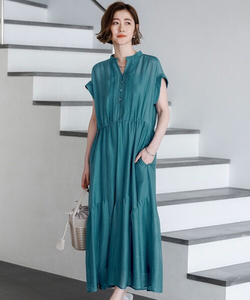 ADORE シアー リネン ジャガードワンピース レースノースリーブ ネイビー ワンピース シアーワッシャー レース : ZOZOTOWN Yahoo!店 - 通販