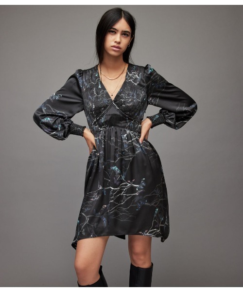 「ALLSAINTS」 長袖ワンピース 6 ブラック レディース_画像4