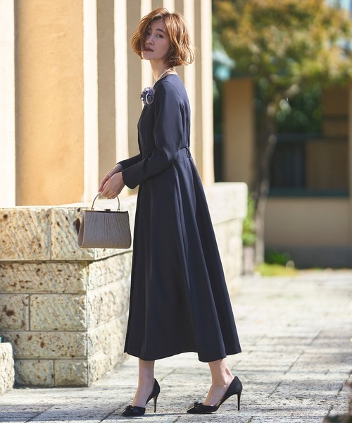 「RUIRUE BOUTIQUE」 長袖ワンピース L ネイビー レディース_画像3