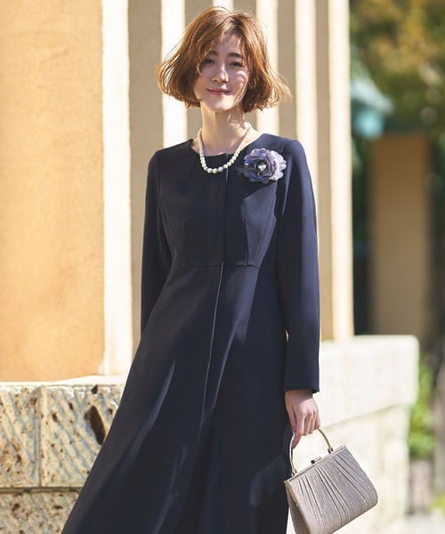 「RUIRUE BOUTIQUE」 長袖ワンピース L ネイビー レディース_画像6