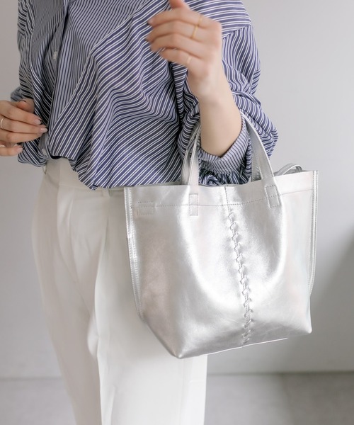 ear papillonner シルバー トートバッグ 2WAY ショルダーつき ear PAPILLONNER（イア パピヨネ） 2WAYバッグ FREE シルバー
