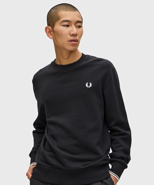 FRED PERRY／スウェットトレーナー／Sサイズ／黒 FRED PERRY トレーナー スウェット Crew Neck Sweatshirt