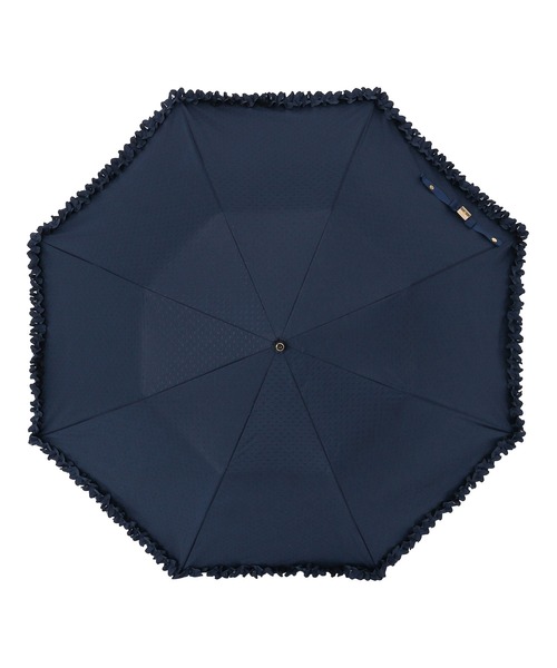 LANVIN en Bleu 晴雨兼用折りたたみ日傘 ドビーフリル ネイビー LANVIN en Bleu 折りたたみ傘 晴雨兼用折りたたみ日傘 ドビーフリル