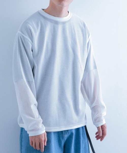 長袖Tシャツ メッシュ ストリート 2color M/XL ITEMS URBANRESEARCH tシャツ メッシュトップス+Tシャツ
