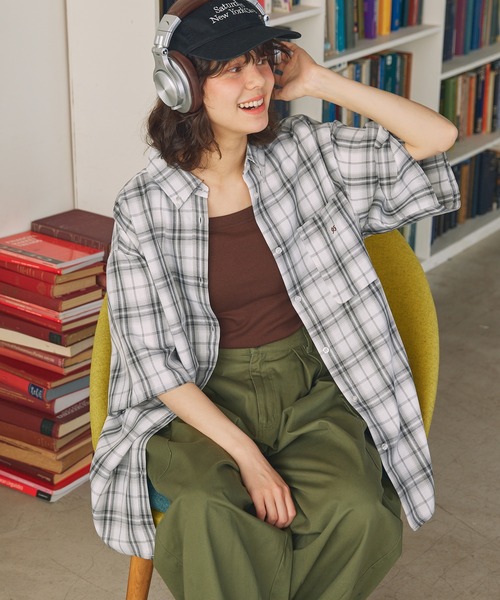 アトリエgg バンダナボタンダウン半袖シャツ JIGGYS SHOP（ジギーズショップ） シャツ ビックシルエット ストライプ