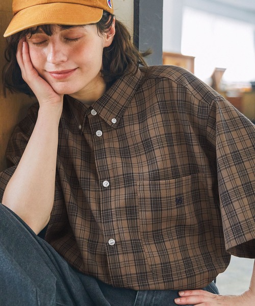 【超希少】パパス 総柄刺繍 半袖 白シャツ XL ボタンダウン ロゴボタン J.CREW Washed Oxford B.D. H/S Shirts ロブスター総柄 白 半袖