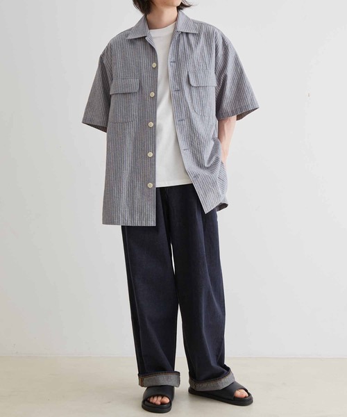 値札付新品 Sporty&Rich ストライプシャツ 男女兼用 M 羽織にも シャツ メンズ モード系 ロングシャツ ストライプ シャツコート