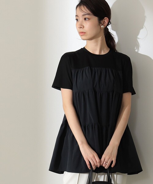 デミルクスビームス　tシャツ コンビ ティアード プルオーバー レディース Demi-Luxe BEAMS tシャツ コンビ ティアード プルオーバー