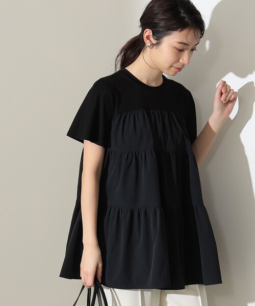 デミルクスビームス　tシャツ コンビ ティアード プルオーバー レディース Demi-Luxe BEAMS tシャツ コンビ ティアード プルオーバー