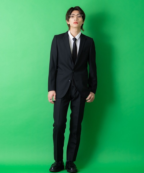 90s 黒×緑色セットアップ シャツネクタイ付属 ワイドスラックス ピンズ ネクタイ an meets zakka バリエーションワンタッチネクタイ