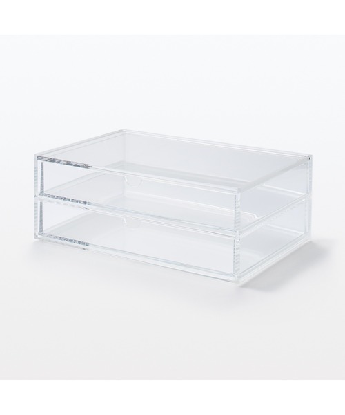 無印良品（MUJI） 収納 重なるアクリルケース2段フタ付引出・大 約幅