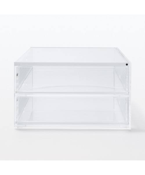 無印良品（MUJI） 収納 重なるアクリルケース2段フタ付引出・大 約幅