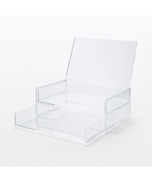 無印良品（MUJI） 収納 重なるアクリルケース2段フタ付引出・大 約幅