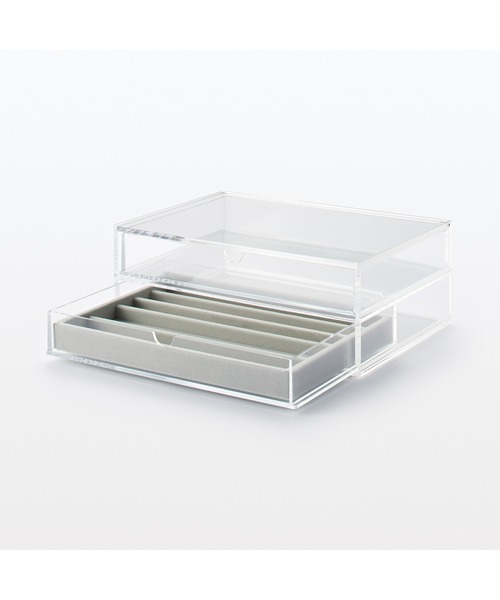 無印良品（MUJI） 収納 重なるアクリルケース2段フタ付引出・大 約幅