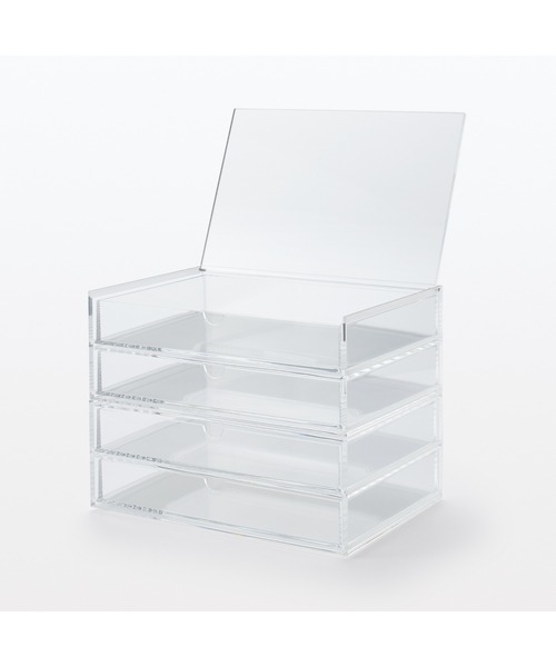 無印良品（MUJI） 収納 重なるアクリルケース2段フタ付引出・大 約幅