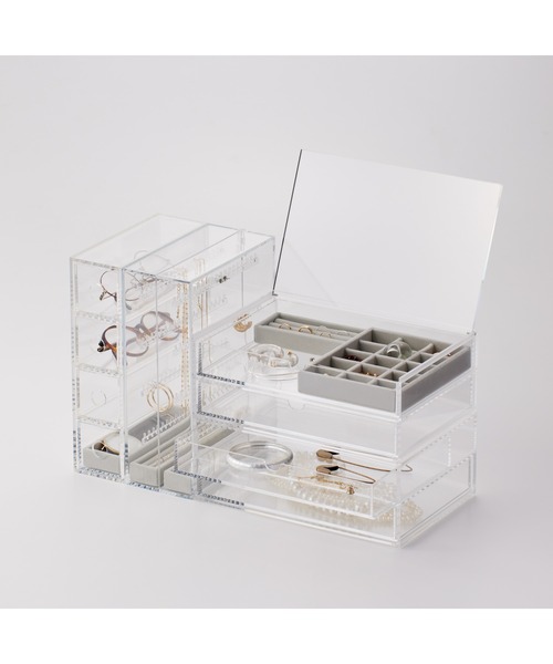 無印良品（MUJI） 収納 重なるアクリルケース2段フタ付引出・大 約幅