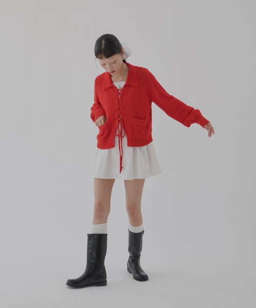 GIUNON ワンピース back ribbon mini dress / バックリボンミニ