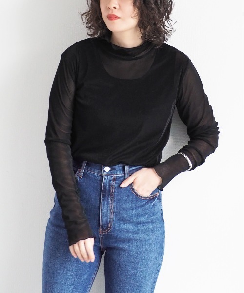 cepo（セポ） tシャツ ベロアメッシュハイネックインナー レディース
