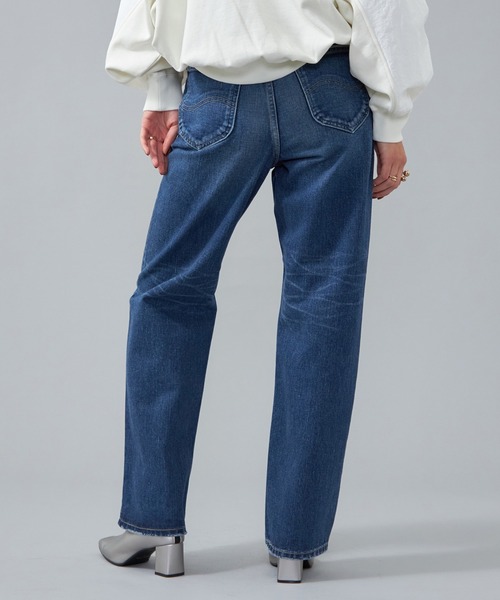 2色 デニム ストレート 稲妻パターン ジーパン ストリート 6 レディース】ストレートデニムパンツ_OK1022E/オカヤマDENIM