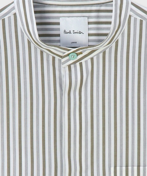 Paul Smith シャツ ロンドンストライプ バンドカラーシャツ