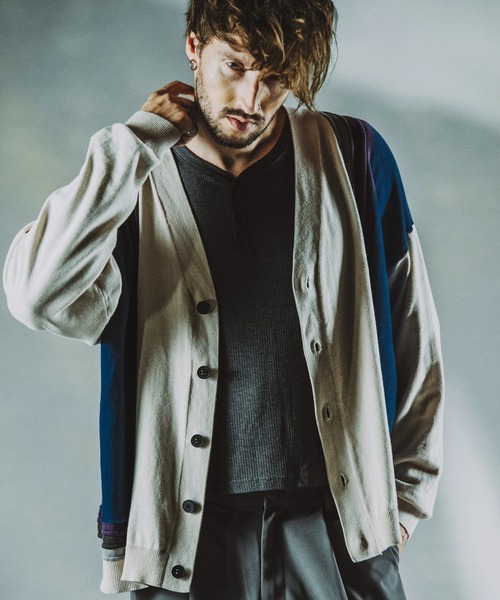 London fog 超オーバーサイズ 3Dニット カーディガン 好配色 B系 London fog 超オーバーサイズ 3Dニット カーディガン 好配色 B系