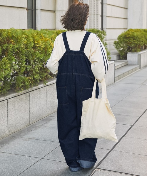 サロペット オーバーオール デニムウエストベルトワイドシルエット