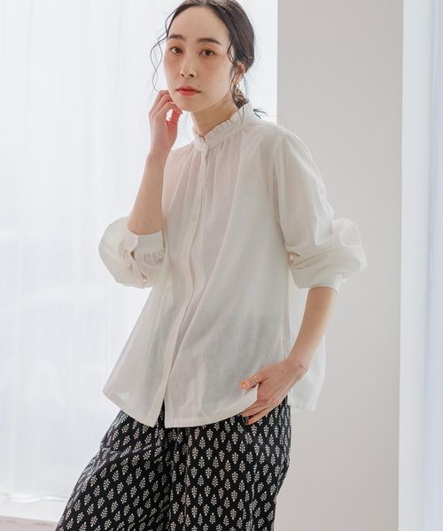 フリルブラウス 大人かわいいが叶う】ネックフリルブラウス | Chez toi(シェトワ